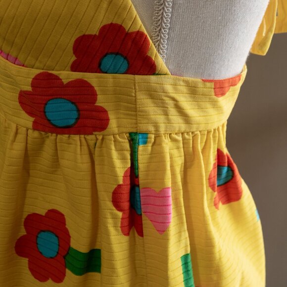 Vintage 60s Malia Honolulu Mini Dress Mod Floral Bright Neon Beach Cover Halter - Picture 6 of 14